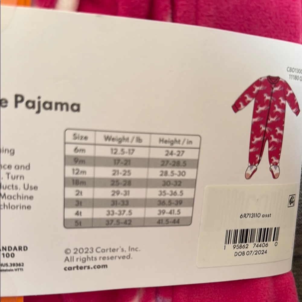NWT Carter's Pink Fleece Footie Pajama - Picture 6 of 9